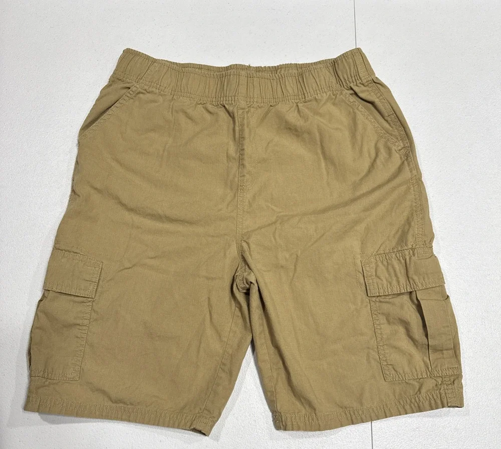 Place Shorts Boys 18 Pull On Ripstop Husky Khaki Cargo Adjustable Waist Pockets
